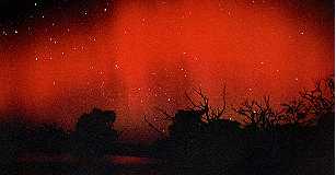 De aurora australis vertoont zich in allerlei vormen en verspreiden de schitterendste kleuren.