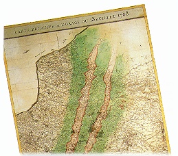 Deze oude kaart toont het traject van een storm die in 1788 over het Noorden van Frankrijk raasde.