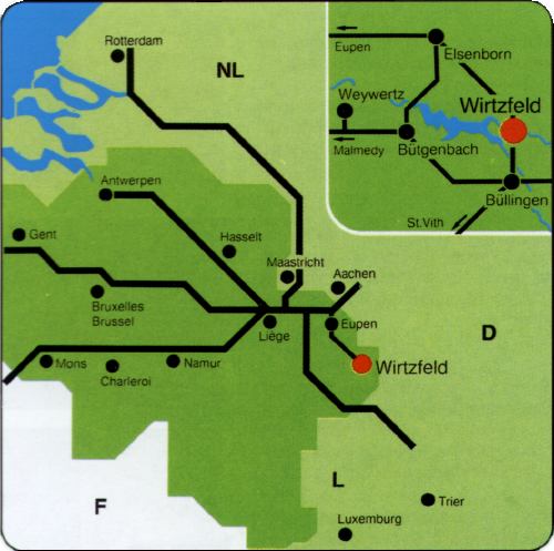 Landkaart / Road map of Wirtzfeld, Belgium